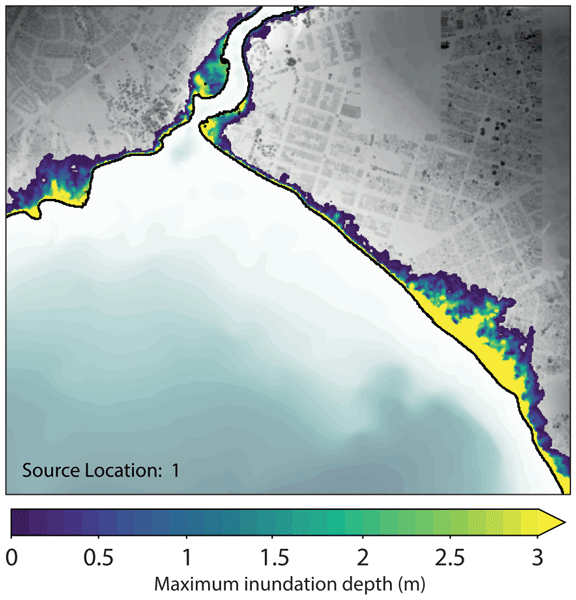 Bathymetric map of Laguna Potrok Aike with positions of obtained